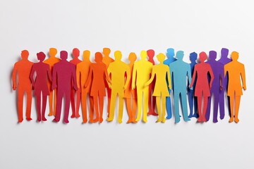 Colorful paper cutouts of people in a horizontal row