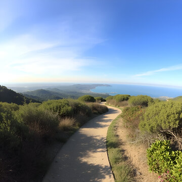 Panorama on a path inside the natural park of the tombolo of Cecina Marina di Cecina Tuscany Italy