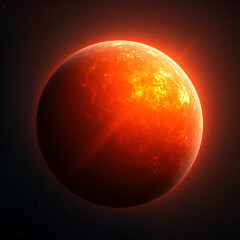 A shot of a distant planet with a bright and vibrant atmosphere