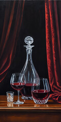 Elegant Red Wine Decanter and Glass