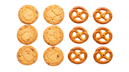 cookies pretzels  isolated on white background or transparent background, png cut out, ready to bring joy to any space