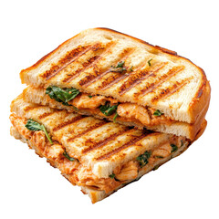 Grilled Chicken Sandwich with Spinach on Toasted Bread, Perfect for a Quick and Delicious Meal on transparent background