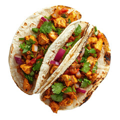 Delicious Chicken Tacos with Fresh Salsa and Cilantro, Perfect for a Casual Meal or Gathering on transparent background
