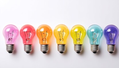 Colorful light bulbs in a row