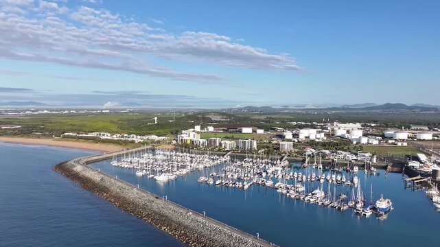 Aerial footage of Mackay Harbour Queensland Australia