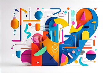 幾何学的なデザインの明るいイラスト