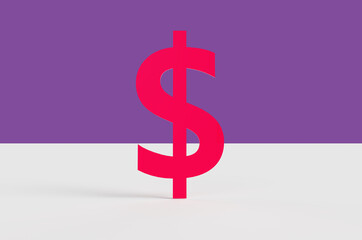 Dollar sign on purple background. 3d rendering illustration