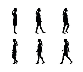 walking woman silhouettes on black colour