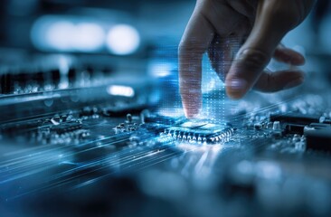 Hand interacting with circuit board