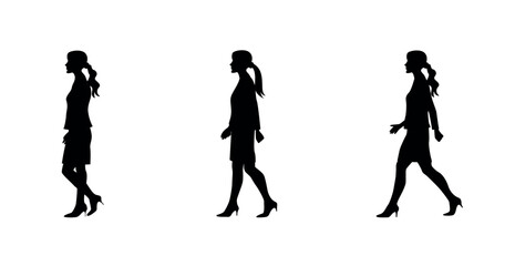 walking woman silhouettes on black colour