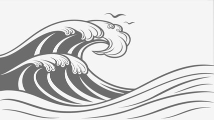 Naklejka premium Ocean waves illustration vector design sea wave art graphic