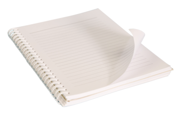 Open Spiral Notebook with Lined Pages on Transparent Background
