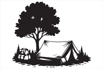 Camping Silhouette Vector Set &ndash; Adventure, Tent, and Outdoor Icons