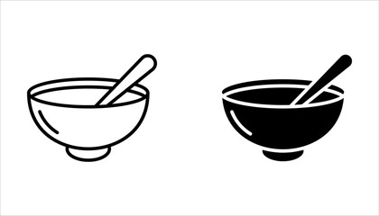 Collection of bowl icon set in black and white design. Vector illustration on white background.