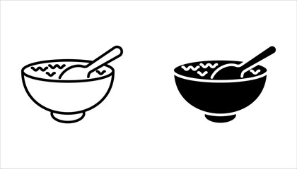 Collection of bowl icon set in black and white design. Vector illustration on white background.