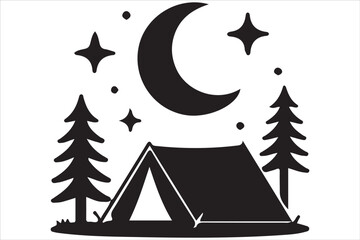 Camping Silhouette Vector Set &ndash; Adventure, Tent, and Outdoor Icons