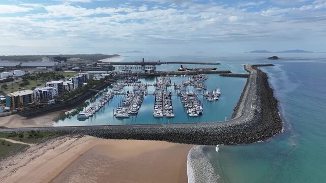 Aerial footage of Mackay Harbour Queensland Australia
