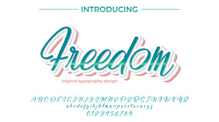 Freedom Font Stylish brush painted an uppercase vector letters, alphabet, typeface