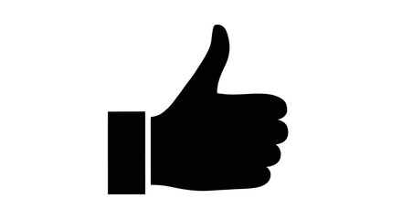 Simple black silhouette icon of a hand giving a thumbs-up gesture for approval.