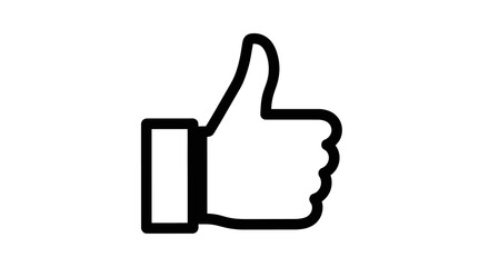 Black Outline Thumbs Up Icon Representing Agreement and Approval.