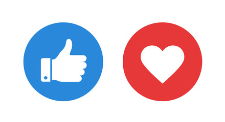 Fototapeta premium Blue Thumbs Up and Red Heart Icons for Social Media Engagement