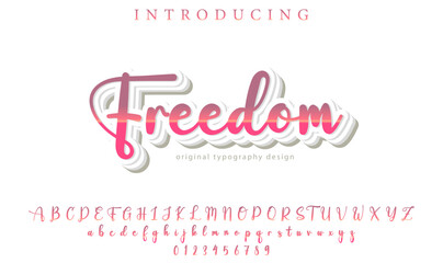 Freedom Font Stylish brush painted an uppercase vector letters, alphabet, typeface