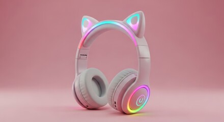 Cute Cat Ear Headphones with LED Lights for Kids and Teens