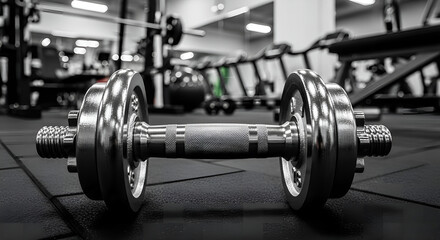 Fototapeta premium Monochrome Weight Training Dumbbell Equipment For Muscle Building At the Gym