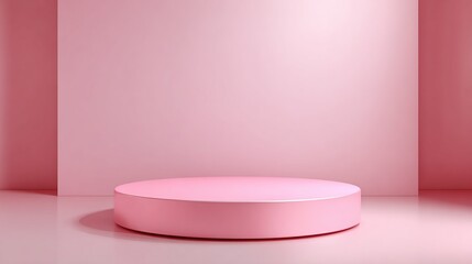 Pink Cylindrical Platform in Pink Room