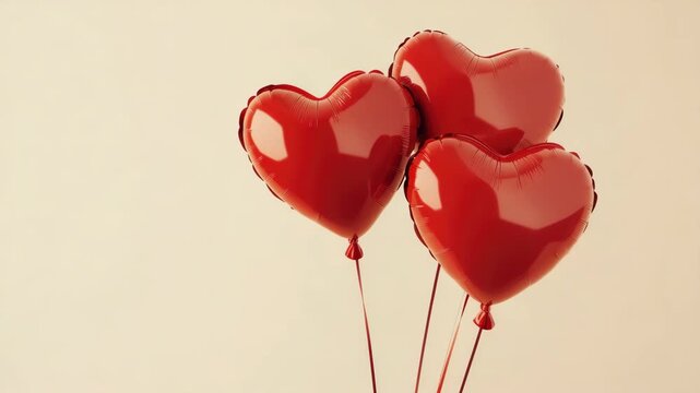 Two red heart-shaped mylar balloons with white edges on a white background.