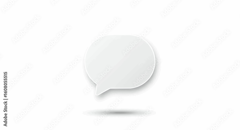 Fototapete Illustration of a white speech bubble with a subtle shadow on a plain white background design element