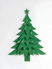 Fototapeta premium Christmas tree made of cardboard pieces on white background