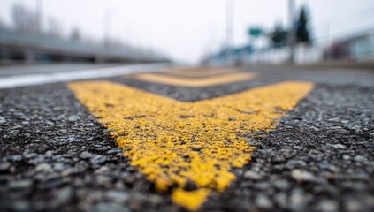 Close-up of yellow directional arrows on asphalt (1)