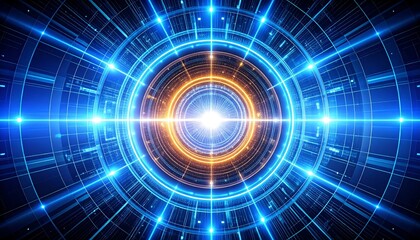 Futuristic, glowing circular interface