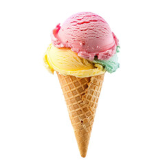 Colorful ice cream cone, two scoops