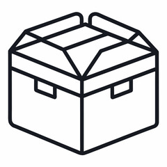 Simple outline food box icon on white background