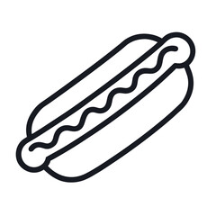 Simple outline hot dog icon for food branding and menus