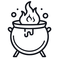 Mystical hot pot cauldron outline design