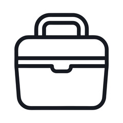 Simple lunch box outline icon on white background