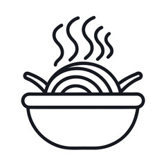 Simple line outline icon of spaghetti in a pan