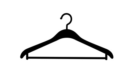 Black Clothes Hanger Silhouette with Hook and Bar for Garments