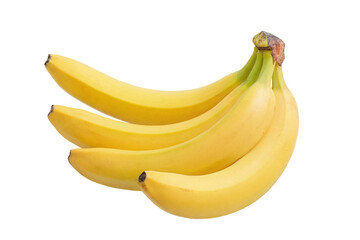 Bananas isolate. Four bananas, tropical fruit.