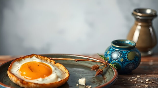 Ai una ricca colazione con due uova fritte con le erbette aromatiche 03