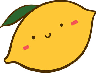 Kawaii Yellow Lemon With Smiling Face