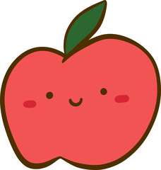 Kawaii Red Apple With Happy Face