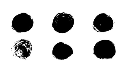 Hand drawn circle brush sketch set