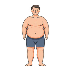 Fototapeta premium Shirtless man with high body fat, illustration for body composition and fitness awareness