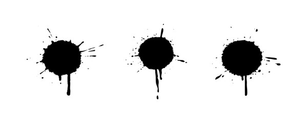 Grunge ink blots on black colour