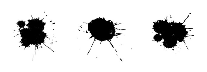 Grunge ink blots on black colour
