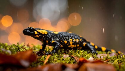 Fototapeta premium Salamander in its natural forest habitat